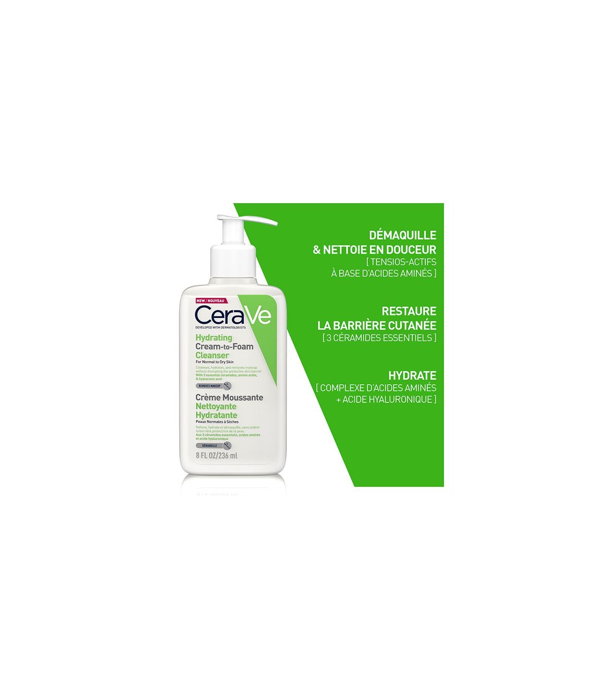 CRÈME MOUSSANTE NETTOYANTE HYDRATANTE 236ML