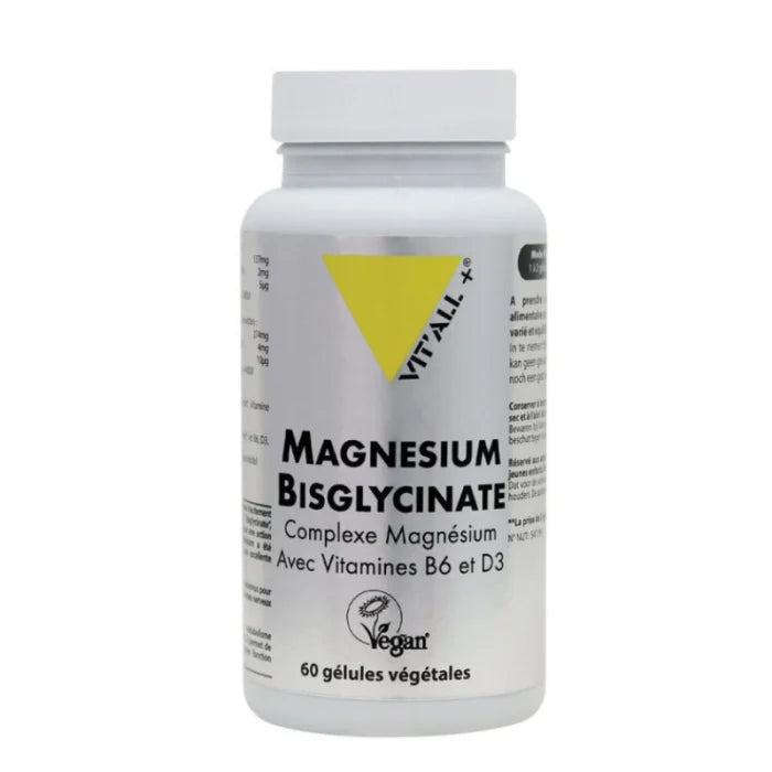 VITALL+ MAGNESIUM BISGLYCINATE COMPLEXE AVEC VITAMINES B6 ET D3 B60 GELULES