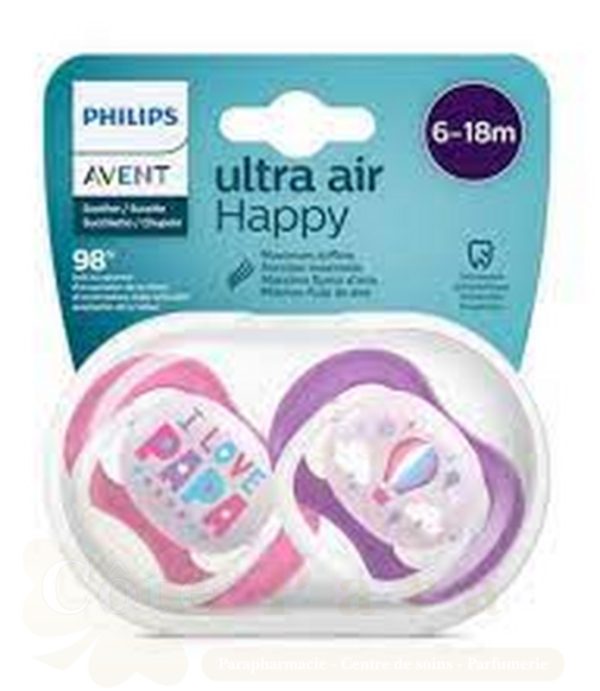 SUCETTES ULTRA AIR HAPPY 6-18 GIRL/PAP/BALLO LOT 2 SCF080/04