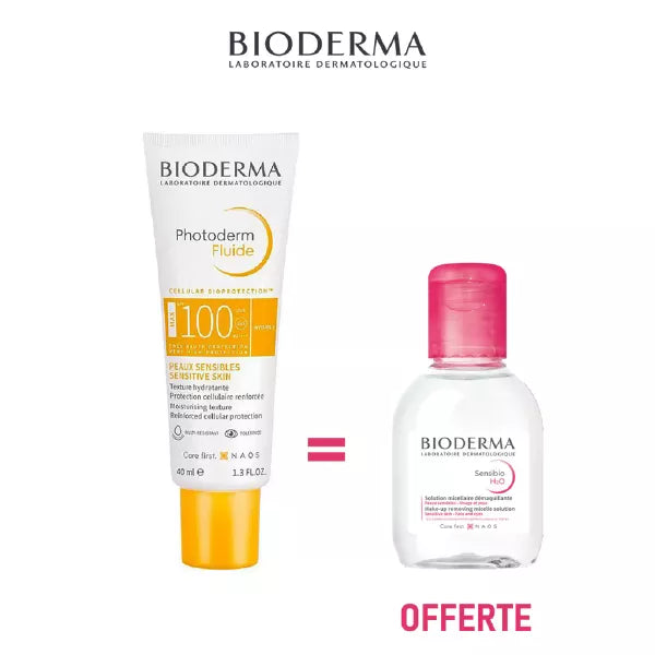 BIODERMA COFFRET PHOTODERM FLUID MAX TEINTE TRES CLAIRE  SPF100 40ML + SENSIBIO H2O 100ML